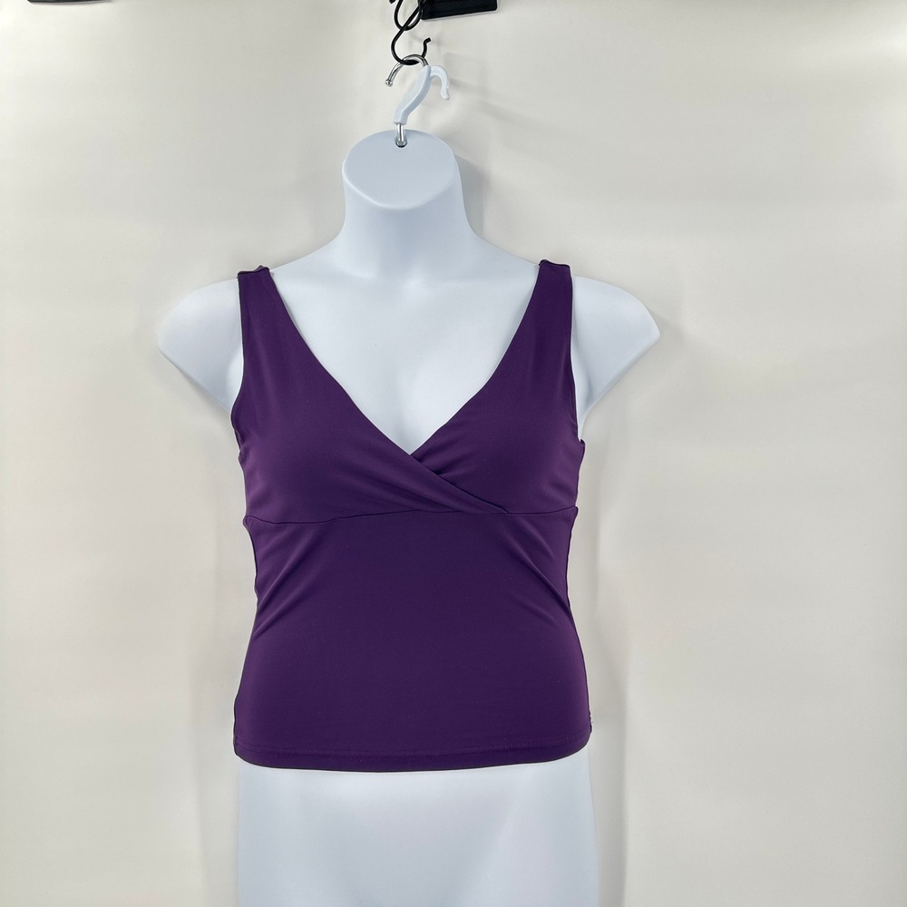 Balletcore Purple Wrap V-Neck Tank Top Medium Stretch‎ Jersey Y2K Express Layer